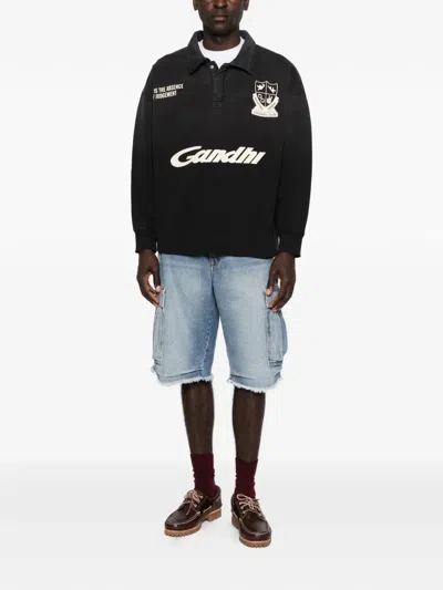 Hopeium Logo-print Polo-collar Sweater In Black