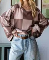 Hopely Checkered Sweatshirt In Mocha In Brown