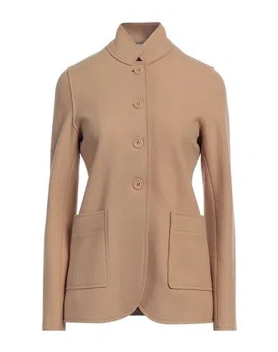 Hopper Woman Blazer Camel Size 6 Virgin Wool, Polyamide In Beige