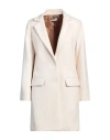 Hopper Woman Coat Cream Size 10 Polyester, Acrylic, Wool In White