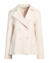 Hopper Woman Coat Cream Size 6 Polyester, Acrylic, Wool In White