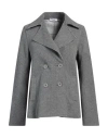 Hopper Woman Coat Grey Size 6 Polyester, Acrylic, Wool In Grey