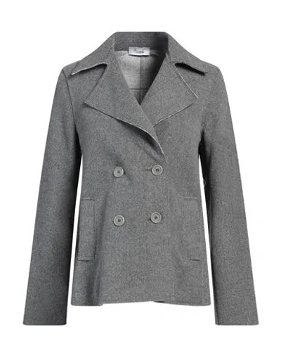 Hopper Woman Coat Grey Size 6 Polyester, Acrylic, Wool