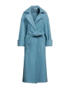 Hopper Woman Coat Light Blue Size 6 Polyester, Acrylic, Wool