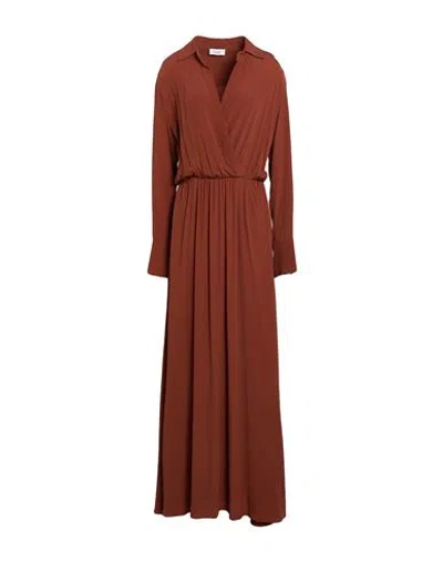 Hopper Woman Maxi Dress Tan Size 8 Silk, Acetate In Brown