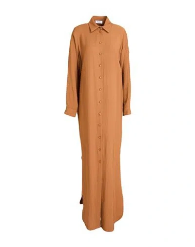 Hopper Woman Maxi Dress Tan Size 8 Viscose, Polyester In Brown