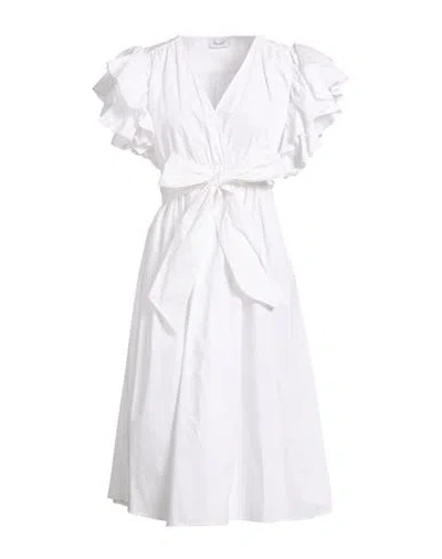 Hopper Woman Midi Dress White Size M Cotton In Gray