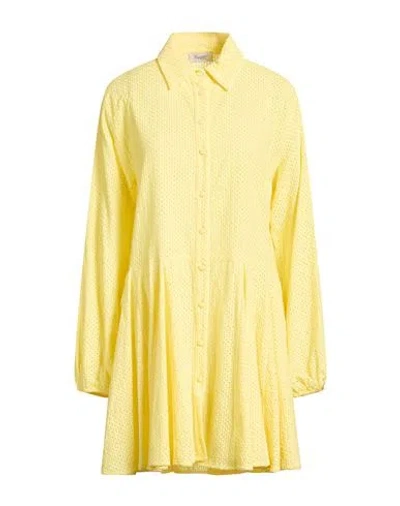 Hopper Woman Mini Dress Pastel Yellow Size 8 Cotton