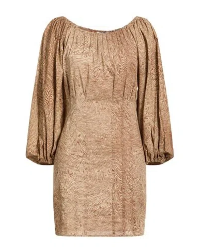 Hopper Woman Mini Dress Sand Size 6 Cotton In Multi