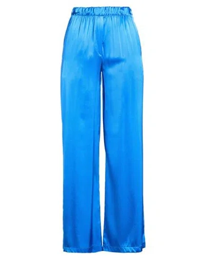 Hopper Woman Pants Bright Blue Size 12 Silk, Elastane