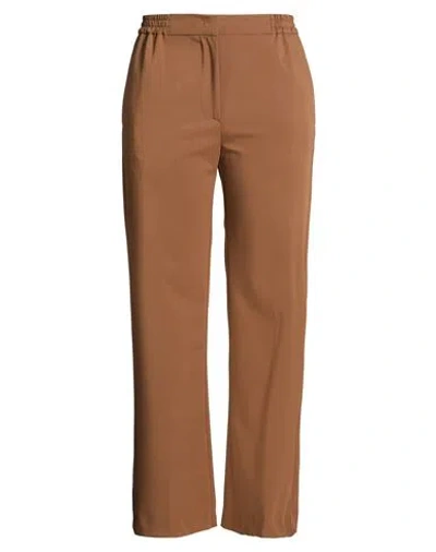 Hopper Woman Pants Brown Size 10 Polyester, Viscose, Elastane