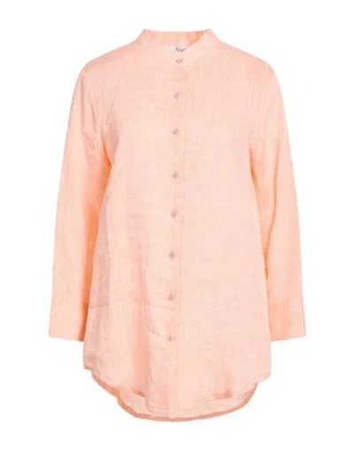 Hopper Woman Shirt Apricot Size 10 Linen In Orange
