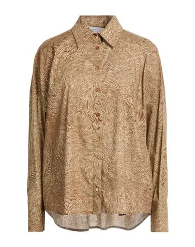Hopper Woman Shirt Sand Size 4 Cotton In Brown