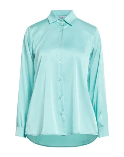 Hopper Woman Shirt Turquoise Size 12 Polyester, Elastane In Blue