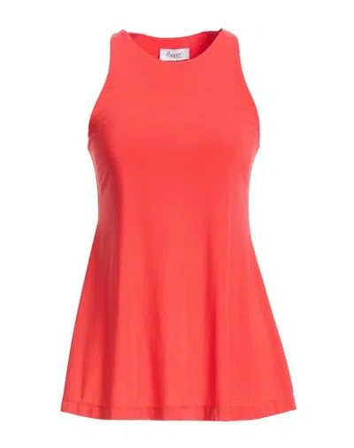 Hopper Woman Tank Top Coral Size M Polyester, Elastane In Red