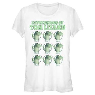 Hoppers Junior's  Expressions Of Tom Lizard Graphic T-shirt In White