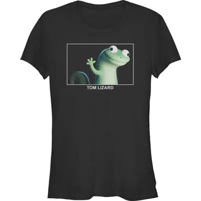 Hoppers Kids' Junior's  Tom Lizard Happy And Cute Portrait  Graphic T-shirt In Black