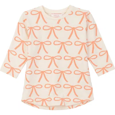 Hopscotch Kids'  Bows Rib Neck Cotton Spandex Top In Brown
