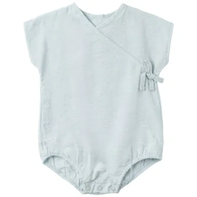 Hopscotch Babies'  Girl Textured V-neck Tie-side Romper In Blue