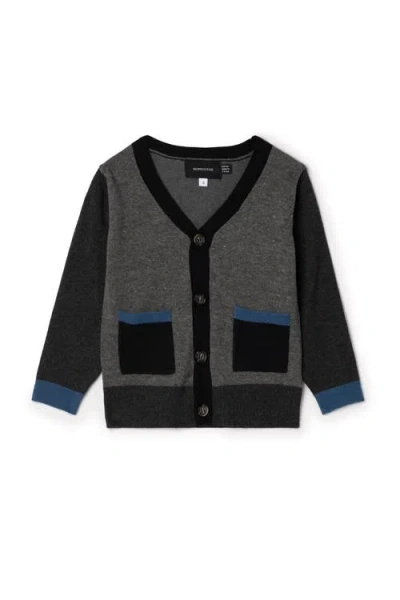 Hopscotch Kids'  Knit Cardigan With Center Front Button In Black