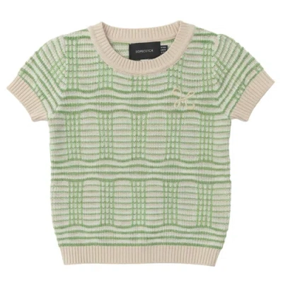 Hopscotch Kids'  Plaid Ribbed Crew Neck Embroidered Chest Knit Top In Multi