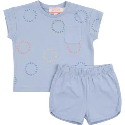 Hopscotch Babies'  Pocket Tee Elastic Waist Shorts Set In Blue