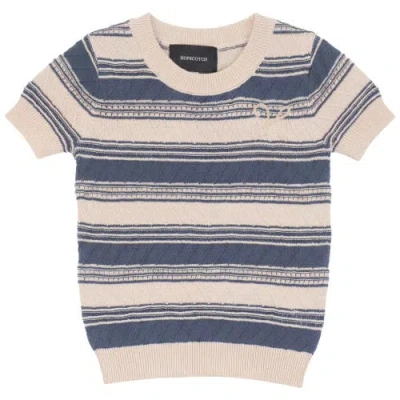 Hopscotch Kids'  Stripe Textured Knit Embroidered Cotton Sweater In Multi