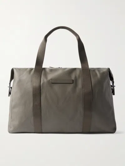 Horizn Studios Sofo L Leather And Grosgrain-trimmed Canvas Weekend Bag In Green