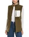 Horizon Mixed Media Quilted Vest In Green