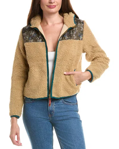 Horizon Mixed Media Sherpa Jacket In Brown