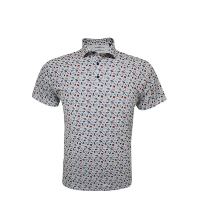 Horn Legend Men's Texas Print Polo In White/blue In Multi