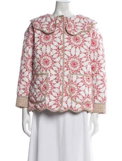 Pre-owned Horror Vacui Floral Print Jacket In Red