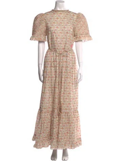 Pre-owned Horror Vacui Floral Print Long Dress In Multi