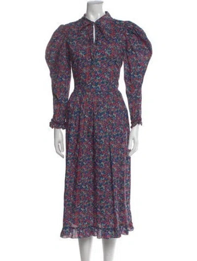 Pre-owned Horror Vacui Floral Print Long Dress In Multi