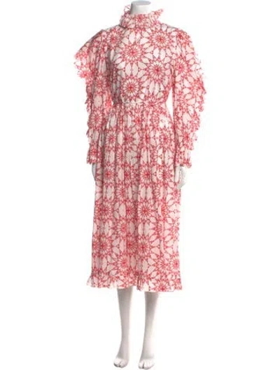 Pre-owned Horror Vacui Floral Print Long Dress In Pink