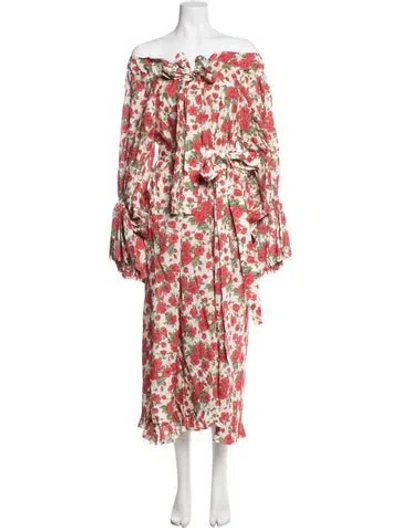 Pre-owned Horror Vacui Floral Print Midi Length Dress In Multicolor