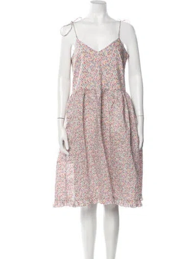 Pre-owned Horror Vacui Floral Print Midi Length Dress In Multicolor