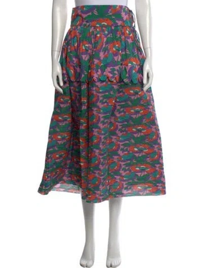 Pre-owned Horror Vacui Floral Print Midi Length Skirt In Multi