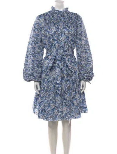 Pre-owned Horror Vacui Floral Print Mini Dress In Blue