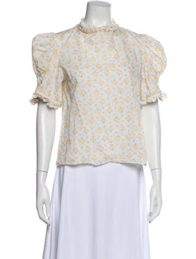 Pre-owned Horror Vacui Floral Print Short Sleeve Top In Multi