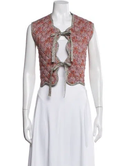Pre-owned Horror Vacui Floral Print Vest W/ Tags In Pink