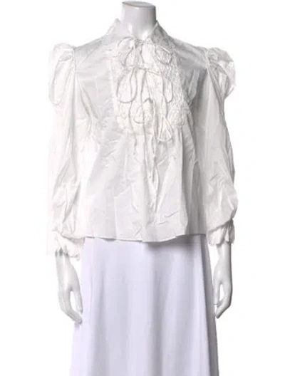 Pre-owned Horror Vacui Long Sleeve Blouse In White
