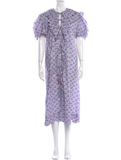 Pre-owned Horror Vacui Printed Long Dress In Blue