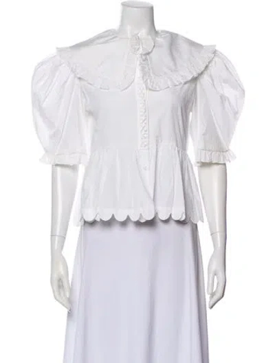 Pre-owned Horror Vacui Short Sleeve Blouse In White