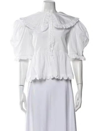 Pre-owned Horror Vacui Short Sleeve Blouse In White
