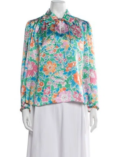 Pre-owned Horror Vacui Silk Floral Print Blouse In Multicolor