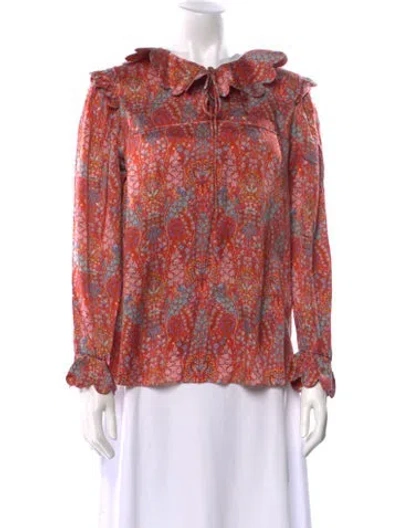 Pre-owned Horror Vacui Silk Printed Blouse In Red