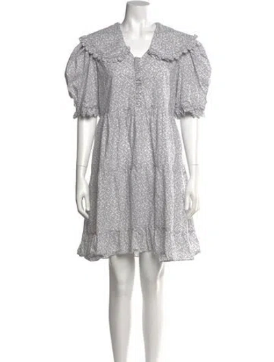 Pre-owned Horror Vacui V-neck Knee-length Dress In Gray