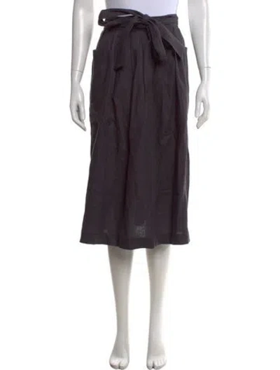 Pre-owned Horses Atelier Linen Midi Length Skirt In Gray
