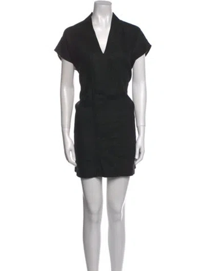 Pre-owned Horses Atelier Linen Mini Dress In Black